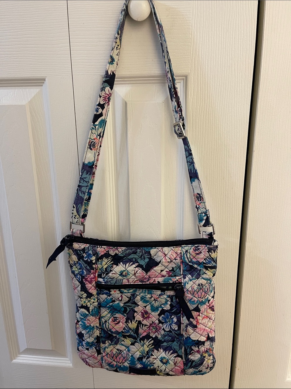 Vera Bradley Floral Quilted Crossbody in Navy, Teal & Pink
